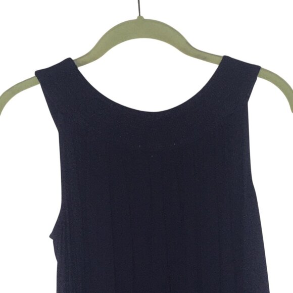 dressbarn Tank Top Womens Small Navy Blue Scoop Neck Pleated Rayon Spandex Soft - Picture 10 of 14